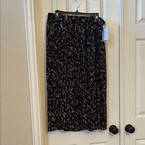 Black pleated midi skirt